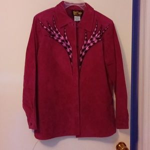 Bob Mackie wearable art leather shirt jacket